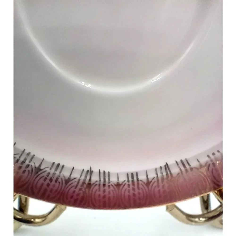 Eschenbach Bavaria Germany Vintage Saucer 5 Inch Pink and Gold Tea Cup Plate - Picture 6 of 12